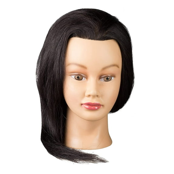 Adolfo Design Mannequin Head with 100% Human Hair, 22 Inches Long, Dark Brown Shade