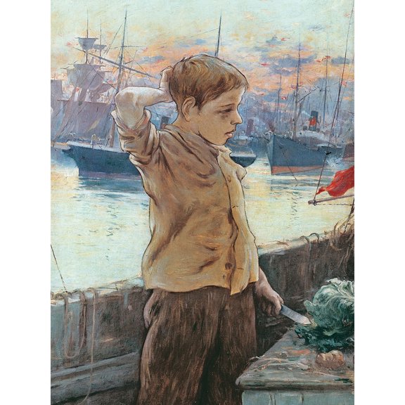 Adolfo Guiard Ships Boy Sea Sailing Painting Extra Large XL Wall Art Poster Print