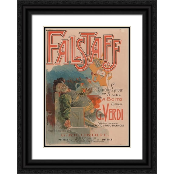 Adolfo Hohenstein 14x18 Black Ornate Wood Framed Double Matted Museum Art Print Titled - Falstaff (1894)