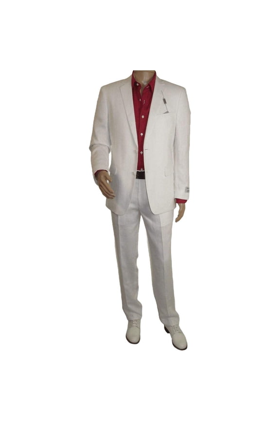 Men's Linen Suit summer suit Breathable and comfortable C500 White