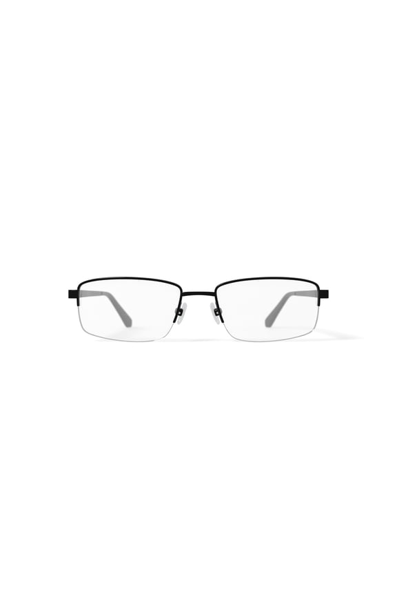 Men's Officer Rectangular Prescription Eyeglasses with Case, Gunmetal