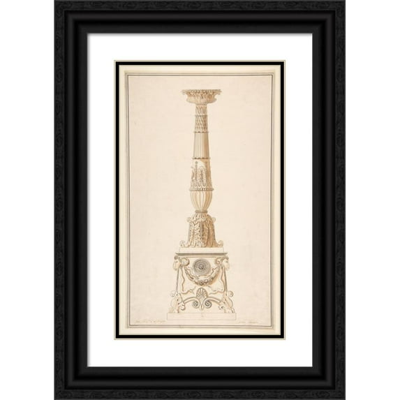 Adolph-Jean LaVergne 16x24 Black Ornate Framed Double Matted Museum Art Print Titled: Design for a Candlestick (1839)