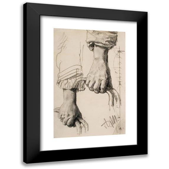 Adolph Menzel 13x18 Black Modern Framed Museum Art Print Titled - Two Studies of a Right Hand (1884)