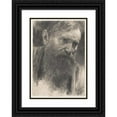 thumbnail image 1 of Adolph Menzel 14x18 Black Ornate Wood Framed Double Matted Museum Art Print Titled - Head of a Bearded Man in Half-Profile (1894), 1 of 5