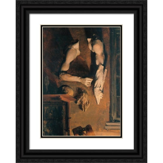 Adolph Menzel 18x24 Black Ornate Framed Double Matted Museum Art Print Titled: Studio Wall (1852)