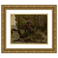 thumbnail image 1 of Adolph Tidemand 14x12 Gold Ornate Wood Frame and Double Matted Museum Art Print Titled - A Painter at His Paint Box (1837), 1 of 4