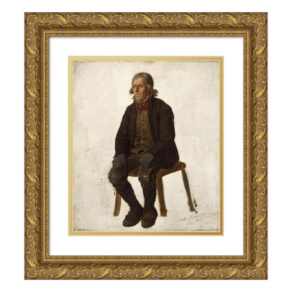 Adolph Tidemand 15x17 Gold Ornate Wood Frame and Double Matted Museum Art Print Titled - Portrait of Asle Hermandson from Hallingdal (1849)