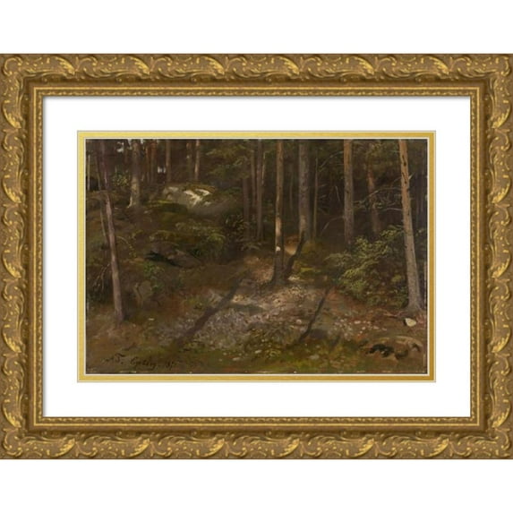 Adolph Tidemand 24x18 Gold Ornate Framed and Double Matted Museum Art Print Titled - Forest Study (1871)