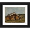 thumbnail image 1 of Adolph Tidemand 24x19 Black Ornate Framed Double Matted Museum Art Print Titled: Farmhouse at Bolkesjo (1844), 1 of 5
