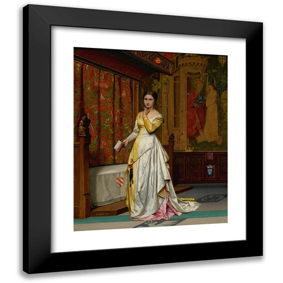 Adolphe-Alexandre Lesrel 12x14 Black Modern Framed Museum Art Print Titled - Contemplation (1871)