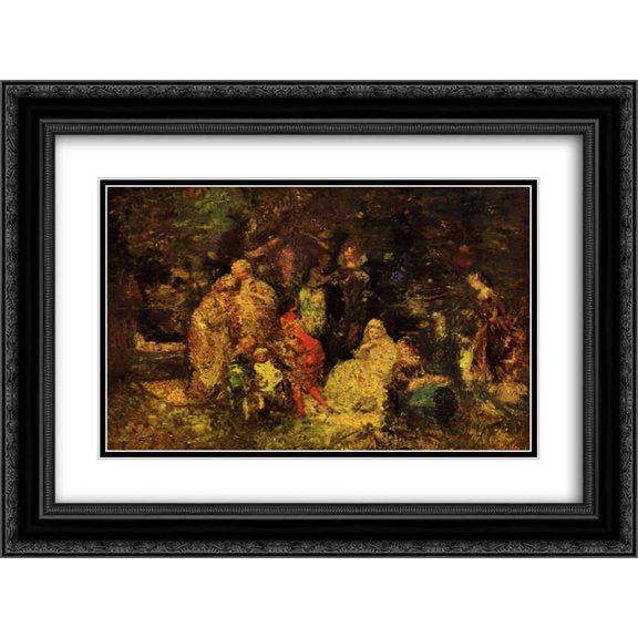 Adolphe Joseph Thomas Monticelli 2x Matted 24x20 Black Ornate Framed Art Print 'As You Like It'