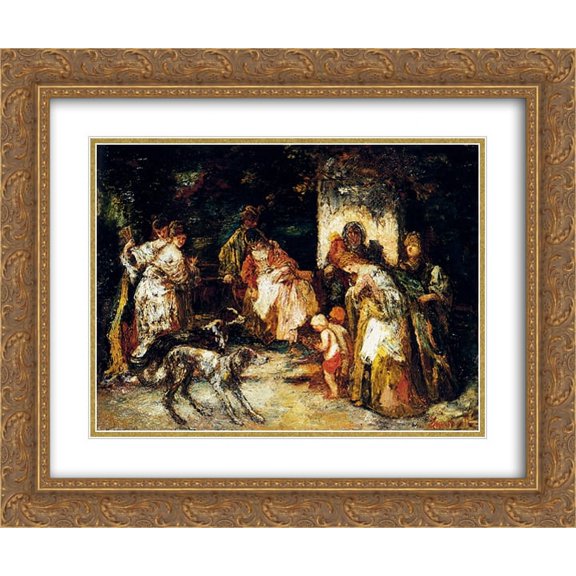 Adolphe Joseph Thomas Monticelli 2x Matted 24x20 Gold Ornate Framed Art Print 'The Offering'