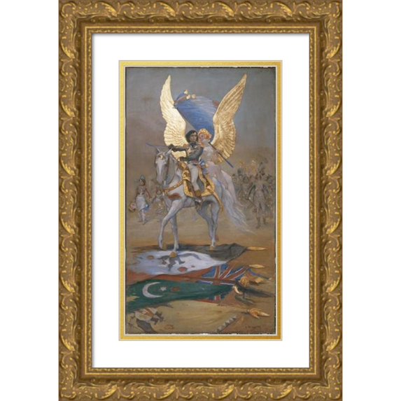Adolphe Léon Willette 10x14 Gold Ornate Wood Frame and Double Matted Museum Art Print Titled - To Bonaparte. Sign of the Lempereur House, Formerly Rue Bonaparte. (1902)