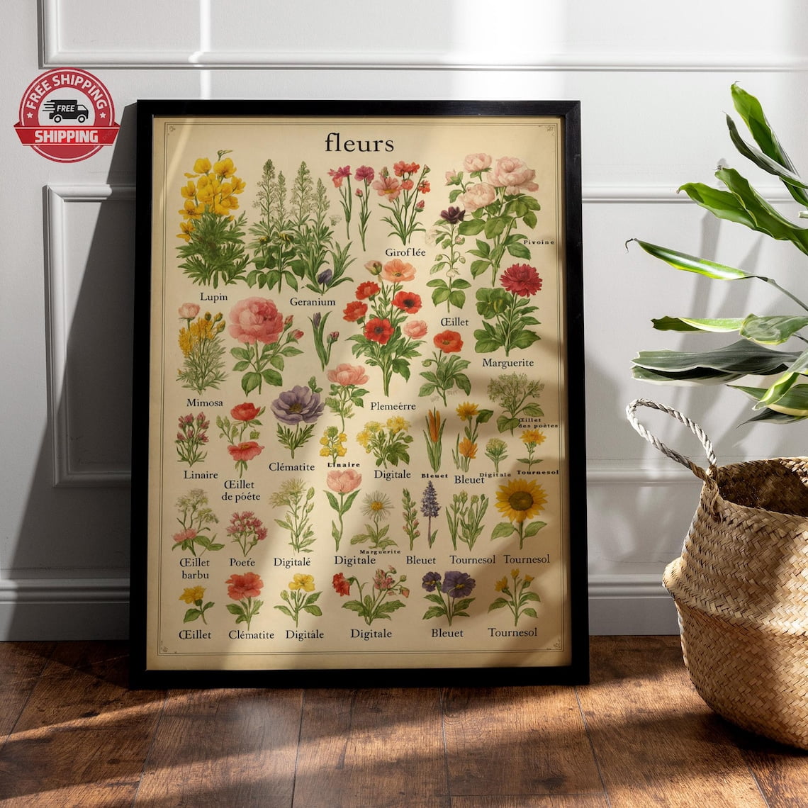 Adolphe Millot Botanical Vintage Floral Illustration Science Decor ...
