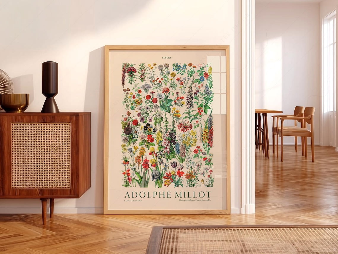 Paper Floristry Adolphe Millot Floral Botanical 3-1 Poster Home Decor Office Wall Art ...