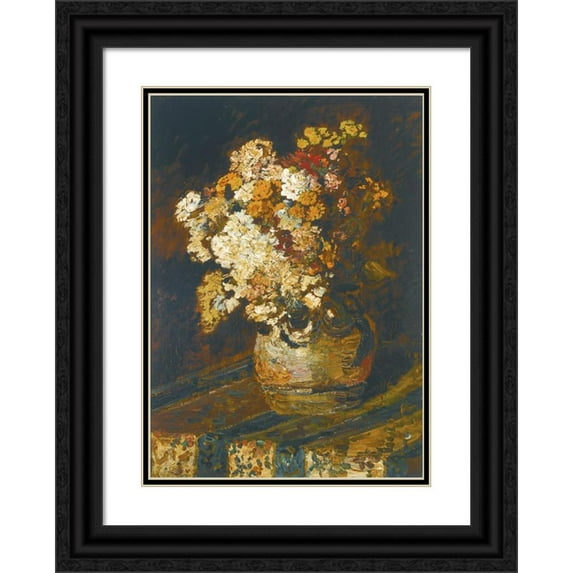 Adolphe Monticelli 11x14 Black Ornate Wood Framed Double Matted Museum Art Print Titled: Various Flowers