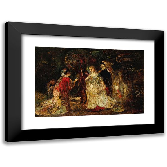 Adolphe Monticelli 14x11 Black Modern Framed Museum Art Print Titled - Elegant Women in a Park