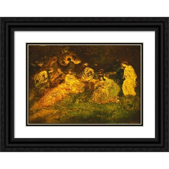 Adolphe Monticelli 14x11 Black Ornate Wood Framed Double Matted Museum Art Print Titled: Garden Party