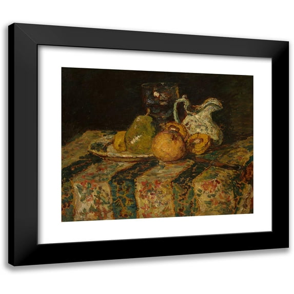 Adolphe Monticelli 18x15 Black Modern Framed Museum Art Print Titled - Still Life with Fruit and Wine Jug (1874)