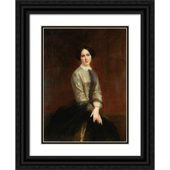 Adolphe Yvon 19x24 Black Ornate Framed Double Matted Museum Art Print Titled: Portrait of a Young Woman (1850)