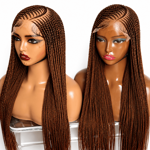 Adomac Hair Brown 30-36inches 360 Full Lace Braided Wig - Unisex classic braided wig