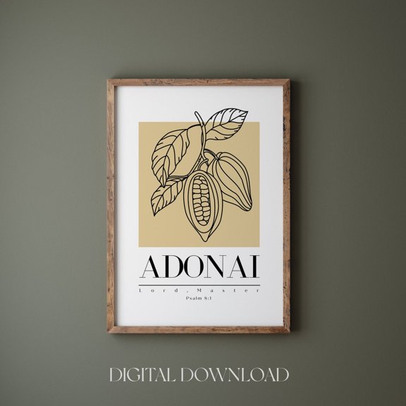 Adonai Hebrew Name Wall Art Print, Christian Decor