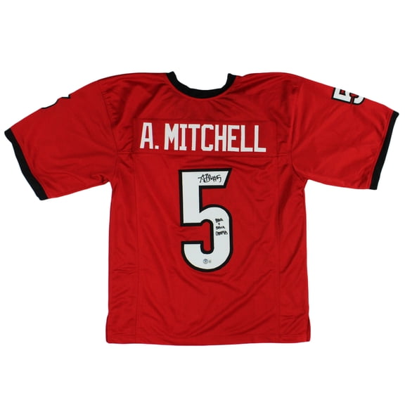 Adonai Mitchell Autographed/Signed Georgia Red Custom College Football Jersey with "Back 2 Back Champs" Inscription