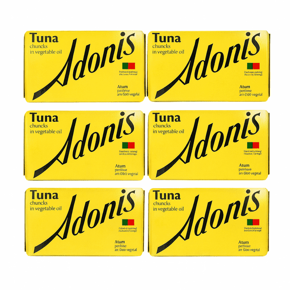 Adonis Tuna Chunks in Vegetable Oil 6 Pack (4.23 oz Each) | Premium Portuguese Tuna, Rich in Protein & Omega-3, Tender Chunks, All-Natural, Ready-to-Eat Gourmet Seafood