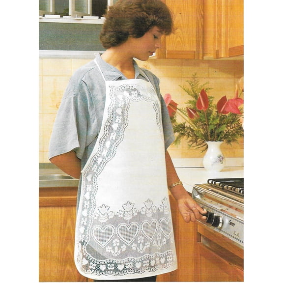 AdonisUSA Fine Lace Apron with Hearts and Flower Pattern