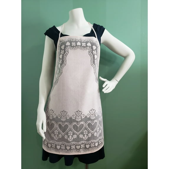 AdonisUSA Fine Lace Apron with Hearts and Flower Pattern