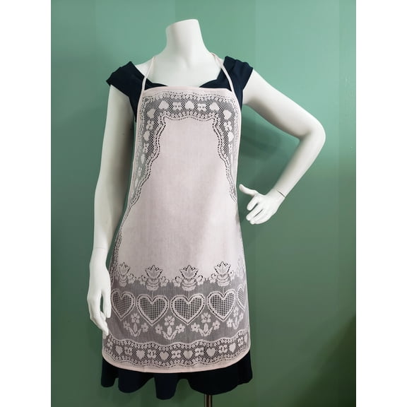 AdonisUSA Fine Lace Apron with Hearts and Flower Pattern
