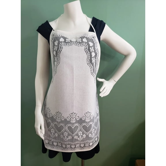 AdonisUSA Fine Lace Apron with Hearts and Flower Pattern