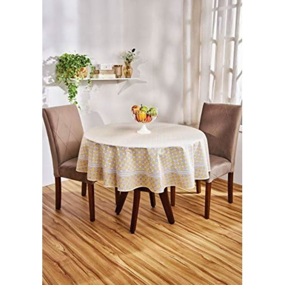 AdonisUSA Yellow or Light Coral Pink Printed Rectangle Tableclothfor Kitchen, Dining Room or Picnic Party