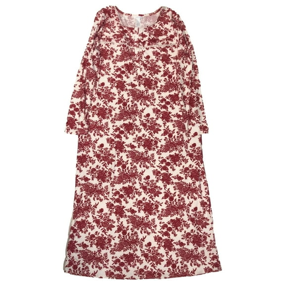 Adonna Womens Red Floral Print Long Sleeve Nightgown Night Gown Medium