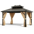 Adoolla 10'x13' Hardtop Gazebo for Patio with Netting and Curtains