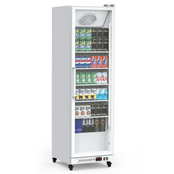 Adoolla 12.4 Cu.Ft. Commercial Upright Merchandiser Display Refrigerator with Adjustable Shelves & LED Lighting