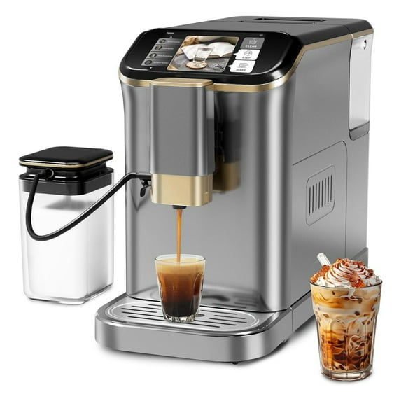 Adoolla Automatic Espresso Machine, 20 Bar Pump Coffee Maker with Built-in Grinder and Automatic Milk Frother