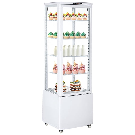 Adoolla 7.6 Cu.Ft. Commercial Display Refrigerator for Bakery, Upright Refrigerated Display Case with LED Lighting & Wheels