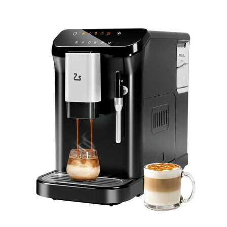 Adoolla Automatic Espresso Machine, 20 BAR One-Touch Single or Double Shot Coffee Maker with Built-in Grinder and Milk Frother Steam Wand