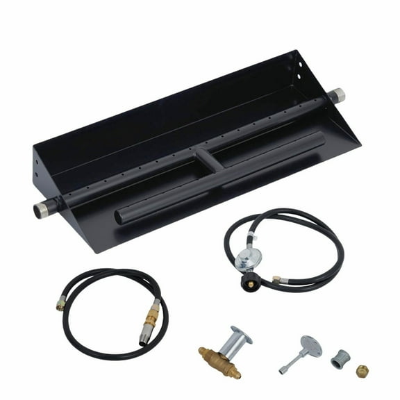 Adoolla Drop-in Fire Pit Kit, 18" x 6" Rectangular Firepit Burner with Pan & Hose Kit for Both Natural Gas and Liquid Propane