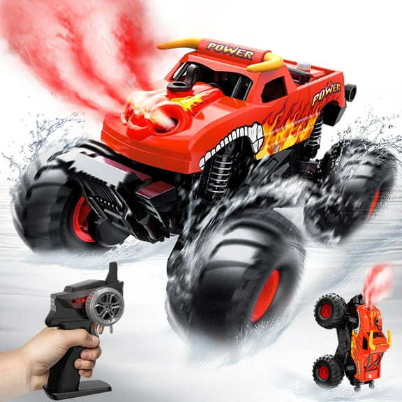 Adoonk Remote Control Car Monster Truck Toys ,1:16 Amphibious 4WD Off-Road RC Cars with 360 Spin & High-Traction Wheels, Gift for Boys Girls