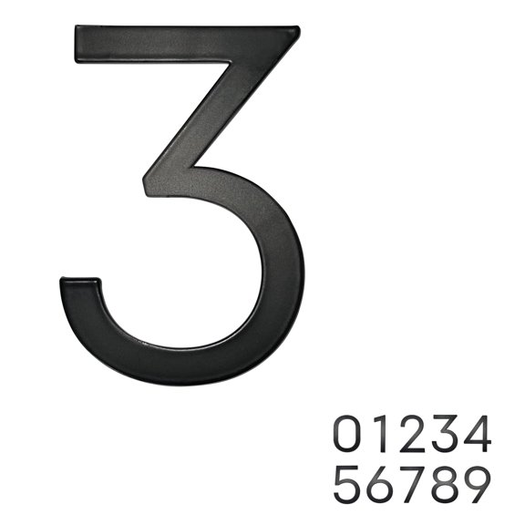Adoorn 4 Inch Mailbox Numbers - Number 3, Black Color, Each Sold Individually, Premium Metal Self Stick Address Numbers, Weatherproof Mailbox Numbers for Outside