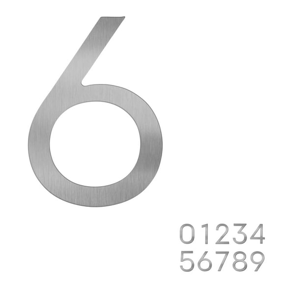 Adoorn 4 Inch Mailbox Numbers - Number 6, Silver Color, Each Sold Individually, Premium Metal Self Stick Address Numbers, Weatherproof Mailbox Numbers for Outside