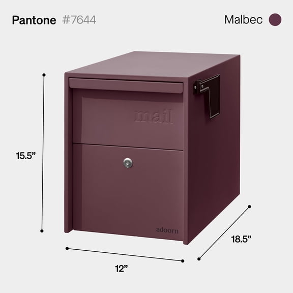 Adoorn Lockable Post Mount Mailbox |Large (Malbec), Size 15.5 x 12 x 18.5 (HxWxD) Anti-Theft Locking Mailbox with 2 Keys, Modern Mailbox with Flag, Weatherproof Mailboxes for Outside