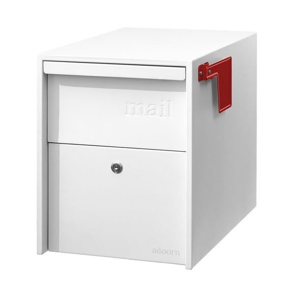 Adoorn Lockable Post Mount Mailbox | Large Size - Anti-Theft Locking Mailbox, 15.5" H x 12" W x 18.5" D, Weatherproof Mailboxes for Outside The House