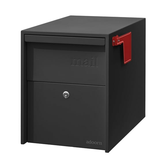 Adoorn Lockable Post Mount Mailbox | Large Size - Anti-Theft Locking Mailbox, 15.5" H x 12" W x 18.5" D, Weatherproof Mailboxes for Outside The House