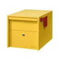 thumbnail image 1 of Adoorn Lockable Post Mount Mailbox | Small (Curb Yellow) Size 12 x 12 x 18.5 (HxWxD) Anti-Theft Locking Mailbox with 2 Keys, Modern Mailbox with Flag, Weatherproof Mailboxes for Outside, 1 of 10