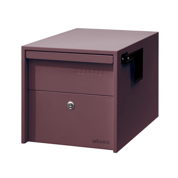 Adoorn Lockable Post Mount Mailbox | Small (Malbec), Size 12 x 12 x 18.5 (HxWxD) Anti-Theft Locking Mailbox with 2 Keys, Modern Mailbox with Flag, Weatherproof Mailboxes for Outside
