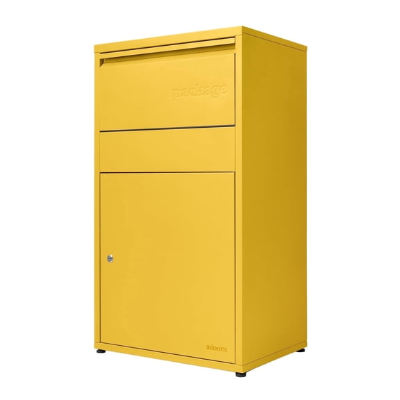 Adoorn Package Delivery Boxes for Outside, Large 36 x 20.5 x 15 (HxWxD) Security Package Box, Free Standing Anti-Theft Parcel Drop Box - Curb Yellow