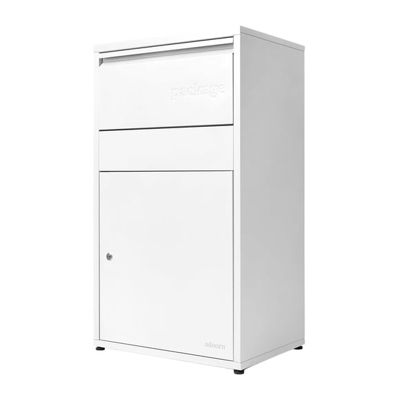 Adoorn Package Delivery Boxes for Outside, Large 36 x 20.5 x 15 (HxWxD) Security Package Box, Free Standing Anti-Theft Parcel Drop Box - White